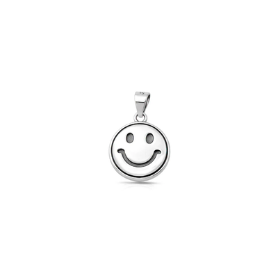 Sterling Silver Oxidized And Polished Happy Face Pendant