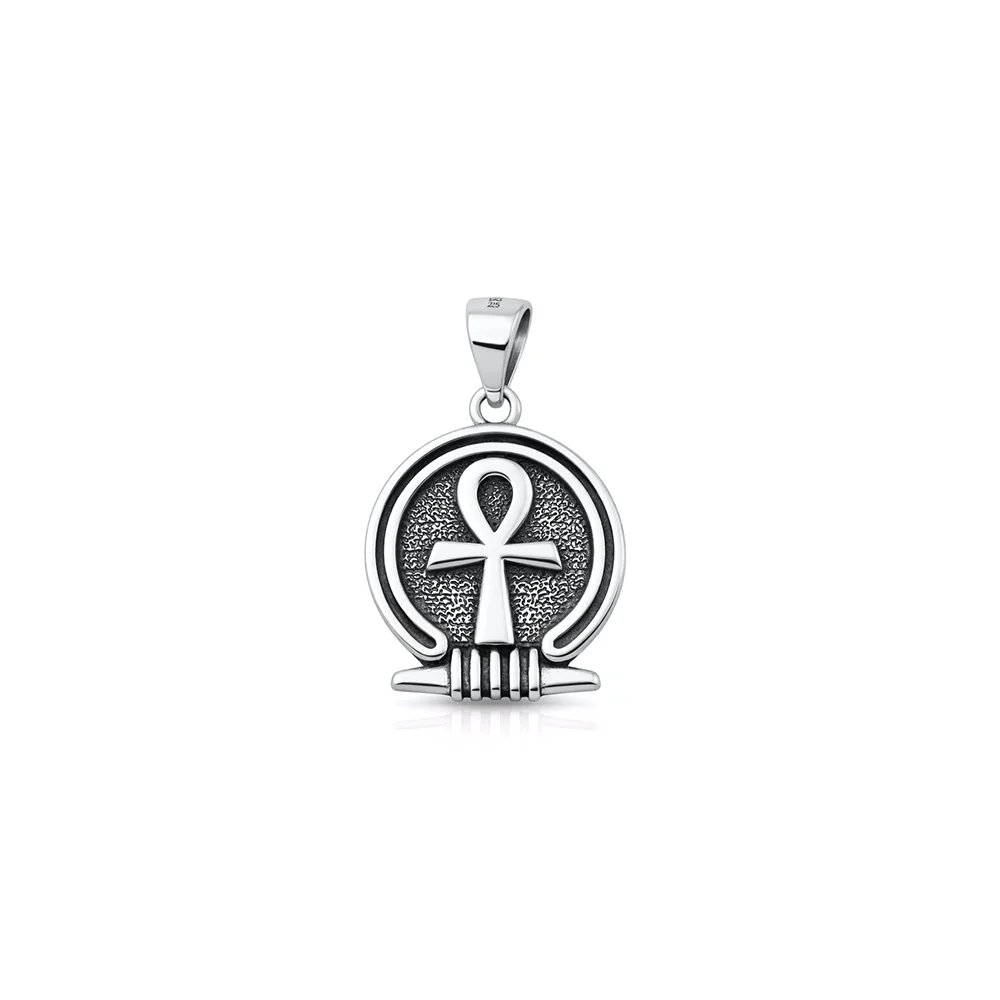 Sterling Silver Oxidized And Polished Ankh Pendant