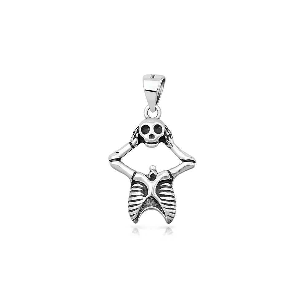 Sterling Silver Oxidized And Polished Skeleton Pendant