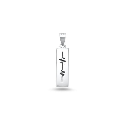 Sterling Silver Oxidized And High Polished EKG Heartbeat Pendant
