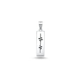 Sterling Silver Oxidized And High Polished EKG Heartbeat Pendant