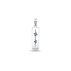 Sterling Silver Oxidized And High Polished EKG Heartbeat Pendant