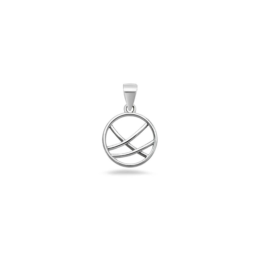 Sterling Silver Oxidized And High Polished 12mm Geometric Circle Pendant