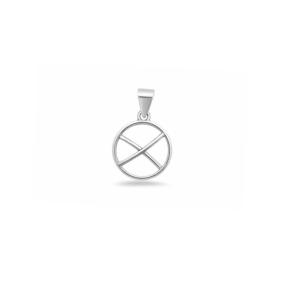 Sterling Silver Oxidized And High Polished Geometric Circle Pendant
