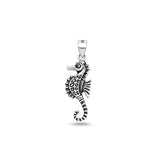 Sterling Silver Oxidized And High Polished Seahorse Pendant