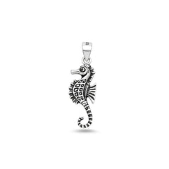 Sterling Silver Oxidized And High Polished Seahorse Pendant