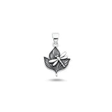 Sterling Silver Oxidized And High Polished Dragonfly Leaf Pendant