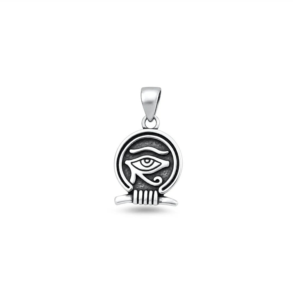 Sterling Silver Oxidized And High Polished Eye Of Horus Pendant