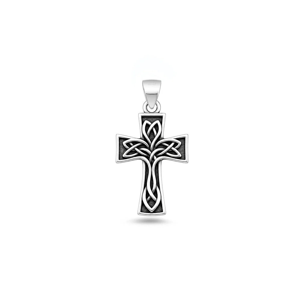 Sterling Silver Oxidized And High Polished Knot Cross Pendant