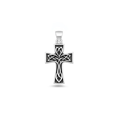 Sterling Silver Oxidized And High Polished Knot Cross Pendant