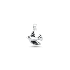 Sterling Silver Oxidized And High Polished Bird Pendant