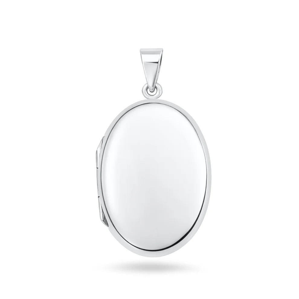 Sterling Silver Polished Oval 32mm Locket Pendant