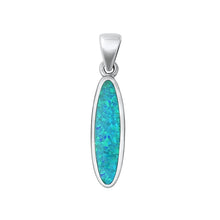 Load image into Gallery viewer, Sterling Silver Oxidized Big Oval Blue Lab Opal Pendant