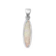 Load image into Gallery viewer, Sterling Silver Oxidized Big Oval White Lab Opal Pendant