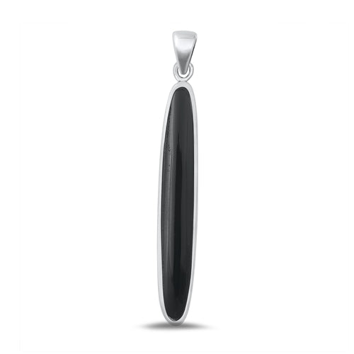 Sterling Silver Oxidized Black Agate Pendant-38mm