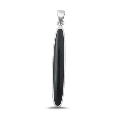 Sterling Silver Oxidized Black Agate Pendant-38mm
