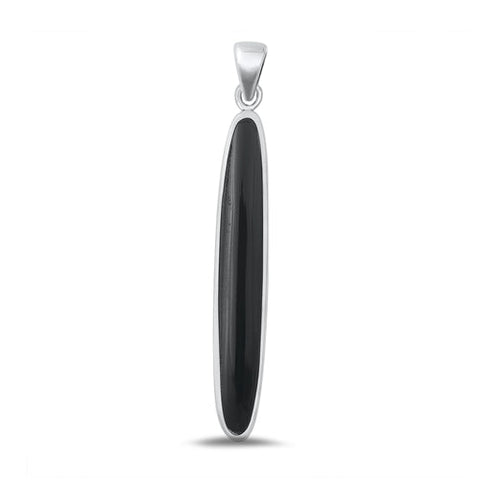 Sterling Silver Oxidized Black Agate Pendant-38mm