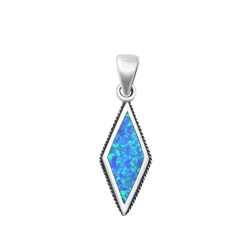 Sterling Silver Oxidized Blue Lab Opal Pendant-22.2mm
