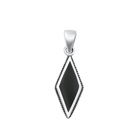 Sterling Silver Oxidized Black Agate Pendant-22.2mm
