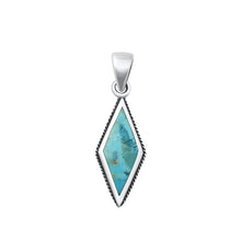 Load image into Gallery viewer, Sterling Silver Oxidized Diamond Shape Genuine Turquoise Stone Pendant