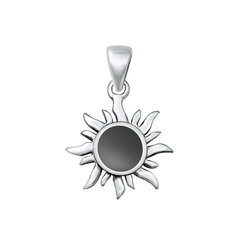 Sterling Silver Oxidized Black Agate Sun Pendant
