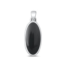 Load image into Gallery viewer, Sterling Silver Oxidized Oval Black Agate Stone Pendant