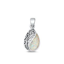 Load image into Gallery viewer, Sterling Silver Oxidized White Lab Opal Pendant