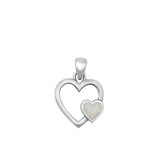 Sterling Silver Oxidized Hearts White Lab Opal Pendant