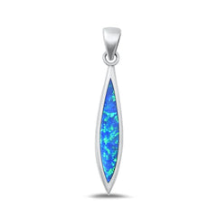 Sterling Silver Oxidized Blue Lab Opal Pendant-29.4mm