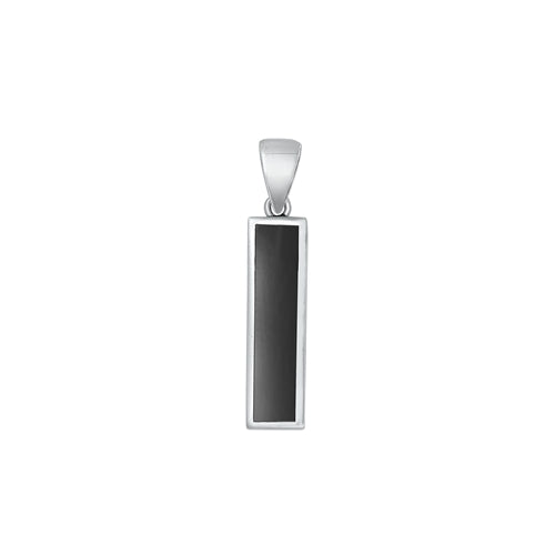Sterling Silver Oxidized Bar Black Agate Stone Pendant