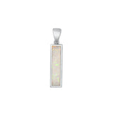 Sterling Silver Oxidized Bar White Lab Opal Pendant