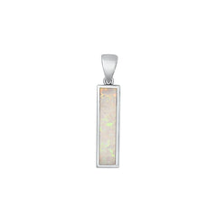 Sterling Silver Oxidized Bar White Lab Opal Pendant