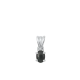 Sterling Silver Oxidized Black Agate Stone Solitaire Pendant