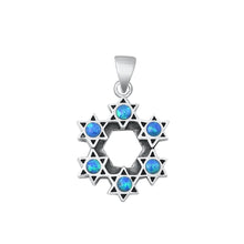 Load image into Gallery viewer, Sterling Silver Oxidized Stars Blue Lab Opal Pendant