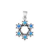 Sterling Silver Oxidized Stars Blue Lab Opal Pendant