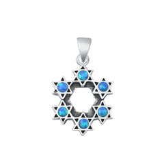 Sterling Silver Oxidized Stars Blue Lab Opal Pendant