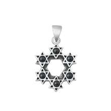 Load image into Gallery viewer, Sterling Silver Oxidized Stars Black Agate Stone Pendant