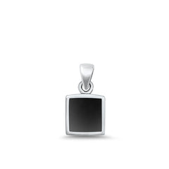 Sterling Silver Oxidized Square Black Onyx Stone Pendant