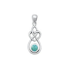 Load image into Gallery viewer, Sterling Silver Oxidized 21mm Genuine Turquoise Stone Pendant