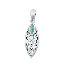 Load image into Gallery viewer, Sterling Silver Oxidized Genuine Turquoise Stone Filigree Pendant