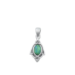 Sterling Silver Oxidized Genuine Turquoise Stone Pendant
