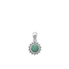 Load image into Gallery viewer, Sterling Silver Oxidized Genuine Turquoise Stone Round Bali Style Pendant
