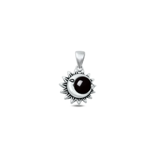 Load image into Gallery viewer, Sterling Silver Oxidized Moon And Sun Black Agate Stone Pendant