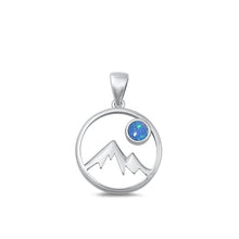 Load image into Gallery viewer, Sterling Silver Oxidized Mountains And Moon Blue Lab Opal Pendant