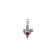 Load image into Gallery viewer, Sterling Silver Oxidized And Polished Cactus Garnet CZ Pendant