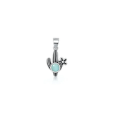 Sterling Silver Oxidized And Polished Cactus Larimar Stone Pendant