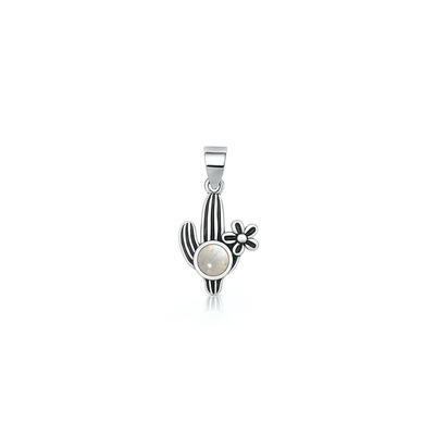 Sterling Silver Oxidized And Polished Cactus Moonstone Pendant