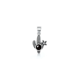 Sterling Silver Oxidized And Polished Cactus Black Onyx Stone Pendant