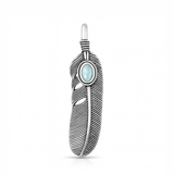 Sterling Silver Oxidized And Polished Feather Larimar Stone Pendant