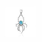 Sterling Silver Oxidized And Polished Spider Blue Lab Opal Pendant